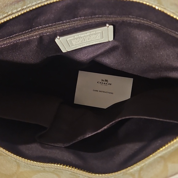 COACH F58294 Zip Top Tote In Signature Canvas Logo Khaki Chalk - Picture 6 of 12